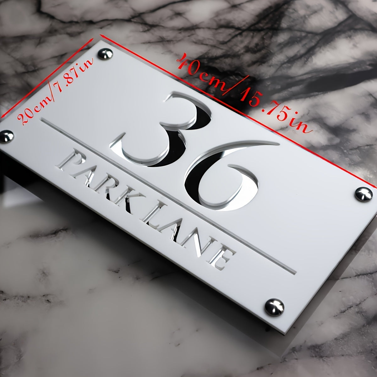 Custom Acrylic 3D Embossed Nordic Door Number, Laser Cut White Gray Frosted Board, Personalized Outdoor Street Address Name Plate, Outdoor Address Signage | Decorative Numbers | Acrylic Material