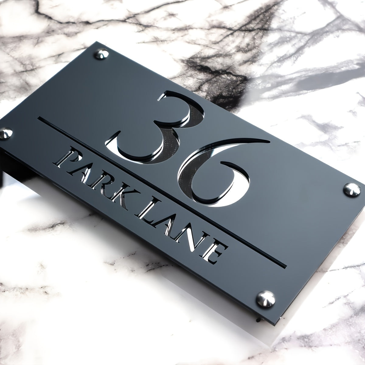 Custom Acrylic 3D Embossed Nordic Door Number, Laser Cut White Gray Frosted Board, Personalized Outdoor Street Address Name Plate, Outdoor Address Signage | Decorative Numbers | Acrylic Material