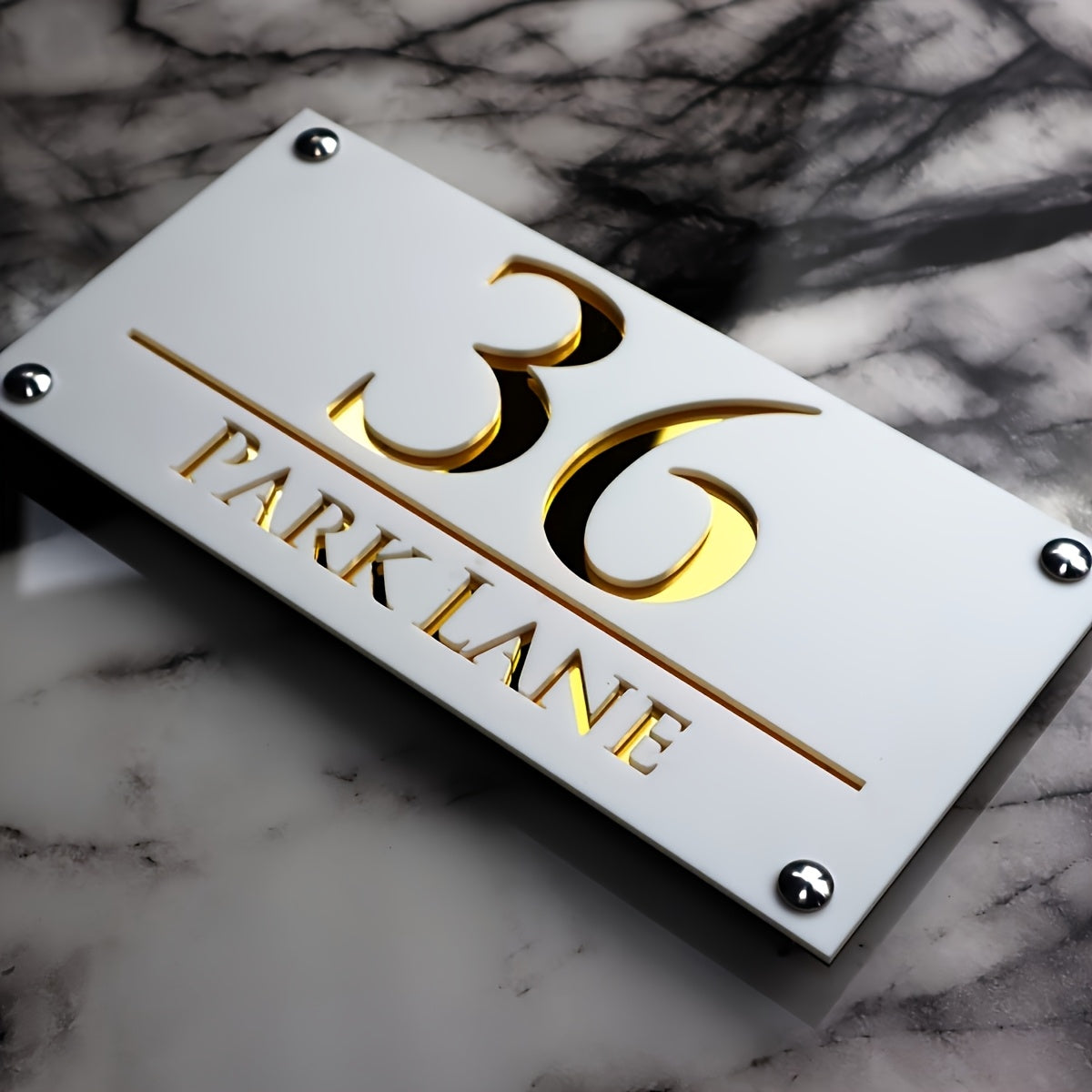 Custom Acrylic 3D Embossed Nordic Door Number, Laser Cut White Gray Frosted Board, Personalized Outdoor Street Address Name Plate, Outdoor Address Signage | Decorative Numbers | Acrylic Material